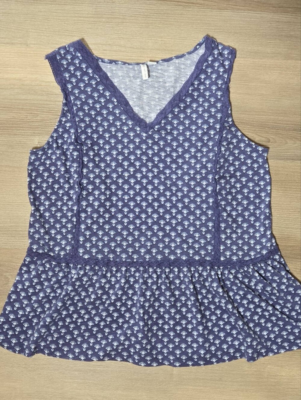 Cato Boho Purple Printed Sleeveless Peplum Tunic